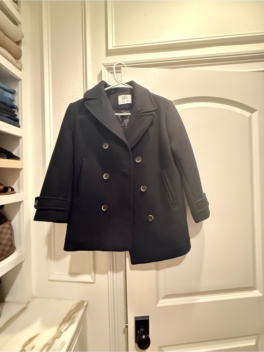 Zara Kids Black Wool Coat with Quilted Lining